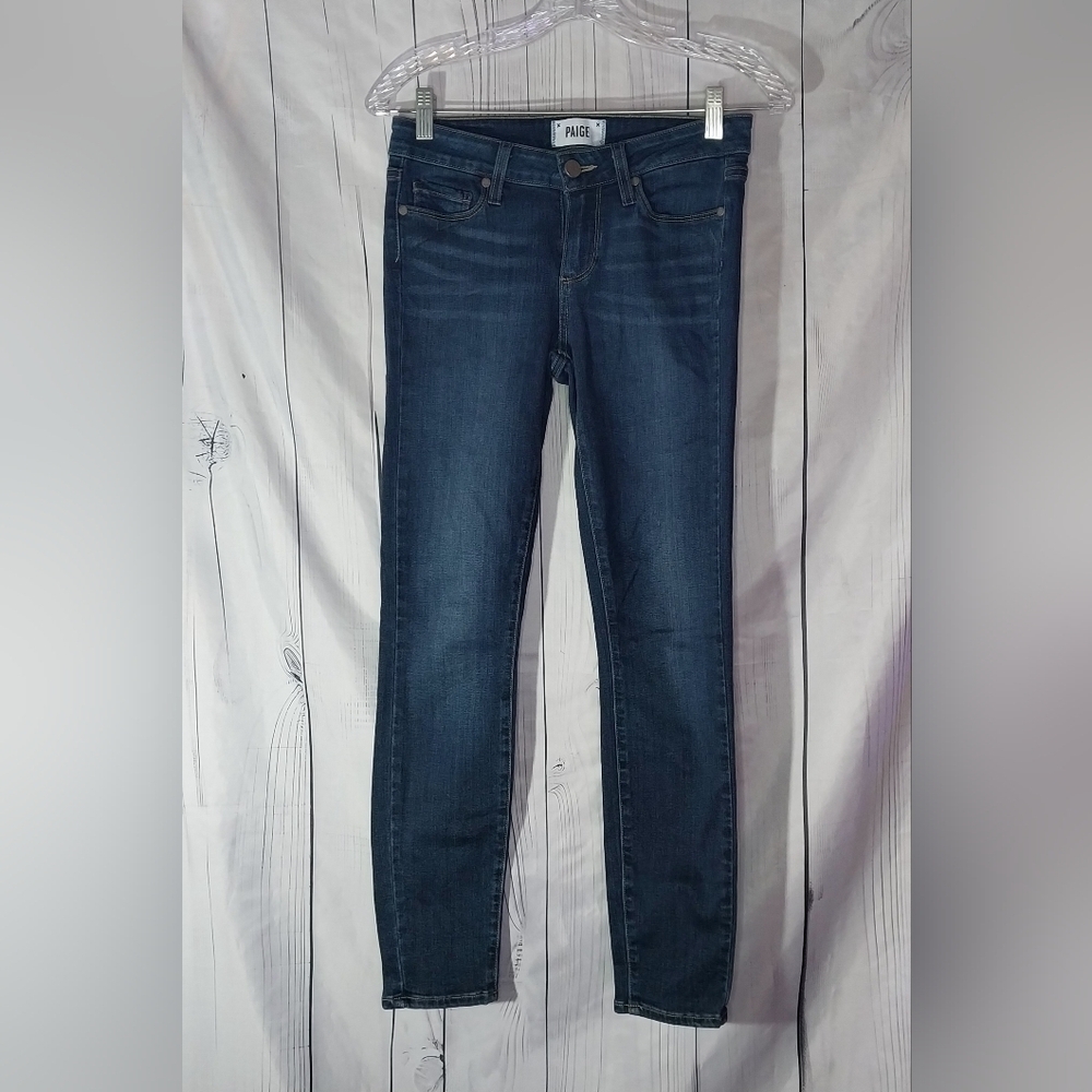 PAIGE Verdugo Dark Wash Low Rise Classic Preppy Chic Ankle Skinny Jeans